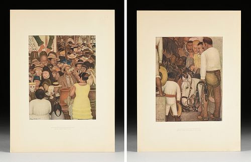 DIEGO RIVERA (Mexican 1886-1957) A GROUP OF TWO PRINTS, FROM "Frescoes of Diego Rivera," MOMA, SIGNED, NEW YORK, 1933,