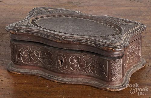 Victorian carved dresser box, 19th c., 2 1/4'' h., 6 3/4'' w.