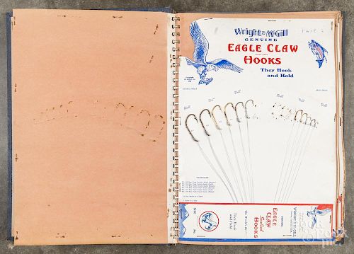 Wright & McGill salesman sample fishing tackle book, 20th c., includes sixteen pages