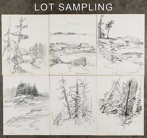 Henry Clarence Pitz (American 1895-1976), seventeen ink and pencil landscapes, mostly Maine location