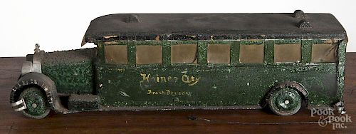 Painted tin and wood Haines City bus, 20th c., signed on underside Lawson G. Diggett - Daytona