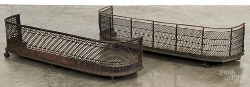 Two brass and wire firefenders, early 19th c., 10'' x 39'' and 10 1/2'' x 40 1/2''.