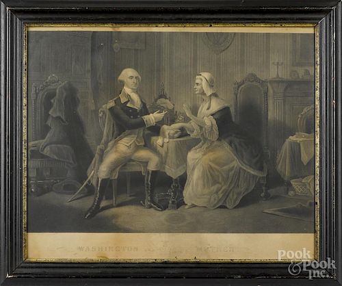 After Henry Brueckner, engraving of Washington and his mother, 15'' x 21 1/4''.