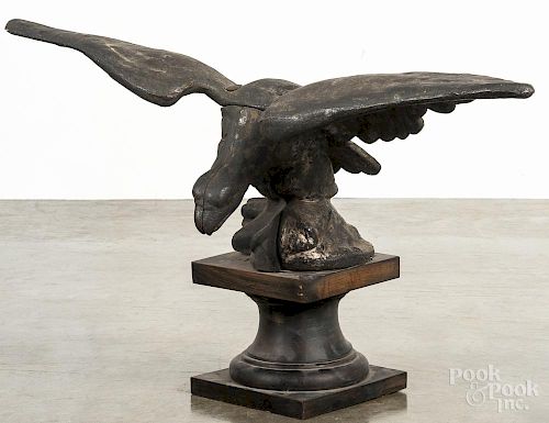 Cast iron pilothouse eagle, late 19th c., 18'' h., 30'' w. Provenance: DeHoogh Gallery, Philadelphia.