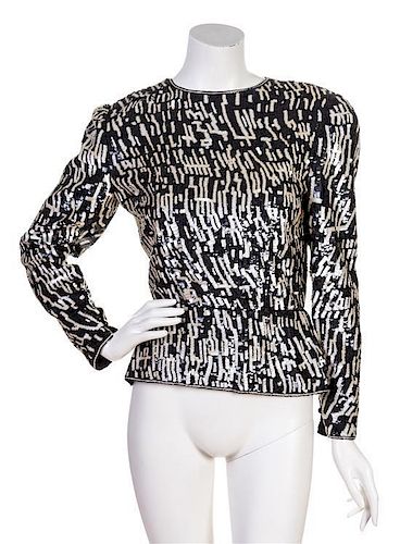 * A Bill Blass Black and White Sequin Top, Size 10.