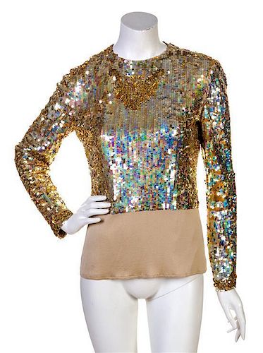 * A Bill Blass Gold Sequin Top, Size 10.