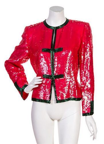 * A Bill Blass Iridescent Red Sequin Jacket, Size 10.