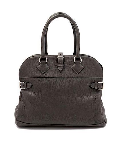 An Hermes 35cm Dark Grey Atlas Handbag, 14" x 11" x 7".