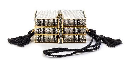 * A Judith Leiber Silver and Black Book Form Minaudiere, 5.25" x 3.25" x 2.5".