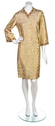 * An Ann Fogarty Metallic Gold Shift Dress,