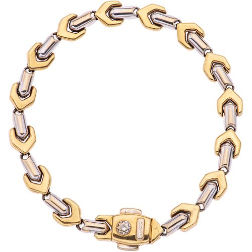 18K WHITE AND YELLOW GOLD DIAMOND BRACELET, CHIMENTO  Weight: 14.0 g. Length: 7.4" (18.8 cm)