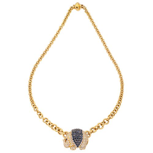 NECKLACE WITH SAPPHIRES AND DIAMONDS IN 18K YELLOW GOLD Box clasp. Weight: 77.4 g. Length: 18.7" (47.5 cm)