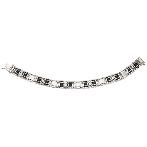 14K WHITE GOLD RESIN BRACELET Box clasp with 8-shaped safety. Weight: 30.4 g. Length: 7.9" (20.3 cm)