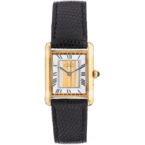 CARTIER MUST WATCH BY CARTIER TANK LADY IN SILVER .925 AND VERMEIL REF. 590005  Movement: quartz. Calibre: 90 Series: 12...