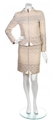 * A Chanel Cream Faux Pearl Suit, Size 36.