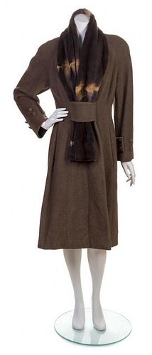 * A Fendi Brown Wool Coat, Size 10.