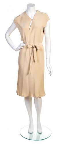 * A Halston Taupe Bias Cut Dress, Size 14.
