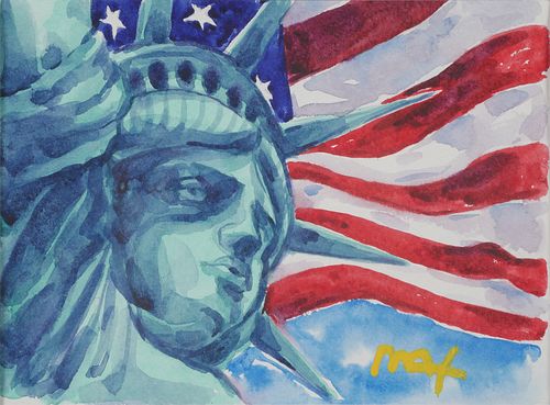 PETER MAX, Watercolor, Statue of Liberty