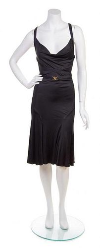 A Versace Black Halter Dress, Size 44.