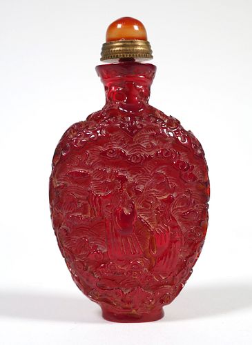 Antique Chinese SNUFF BOTTLE, Amber