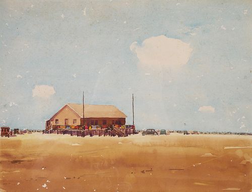 DAYTONA BEACH Watercolor Circa 1925