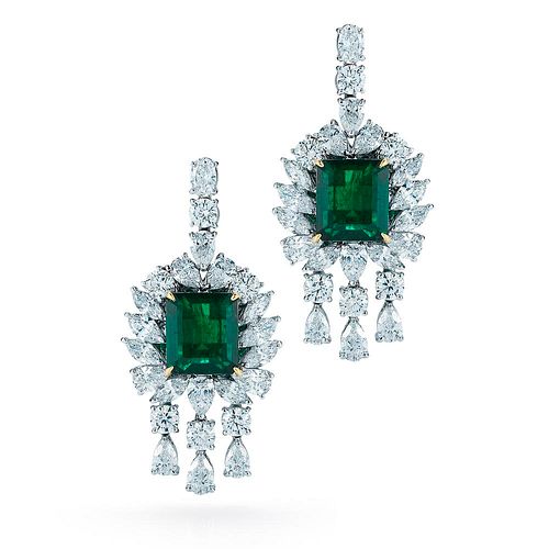 GIA & C. Dunaigre Emerald and Diamond Earrings