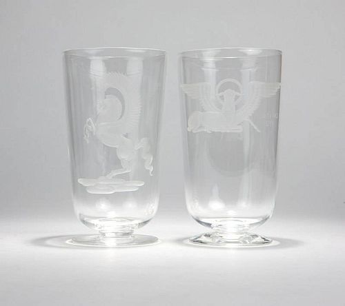 Two glass vases by Sydney Waugh for Steuben