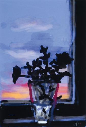 David Hockney, Am. b. 1937, Silhouetted Flowers, Digital print, matted and framed under glass