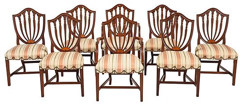 Set Eight Hepplewhite Style Mahogany Dining Chairs