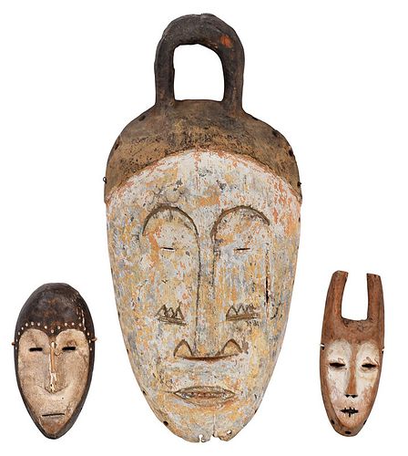 Three Central African Carved Wood Masks