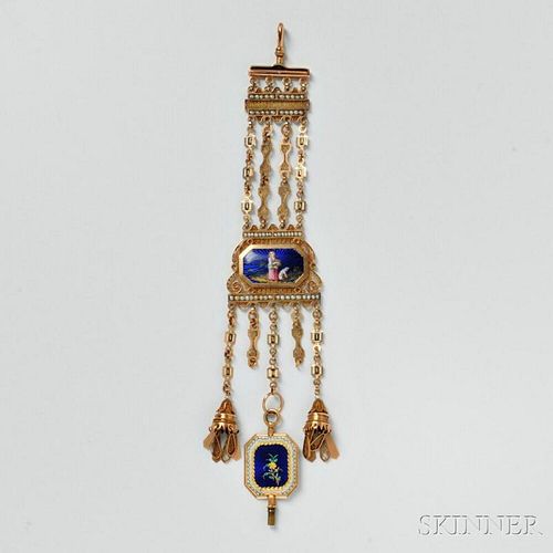 Antique Gold and Enamel Chatelaine