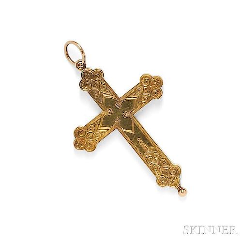 Antique Gold Reliquary Pendant Cross