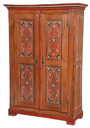 Continental Grain and Paint Decorated Armoire