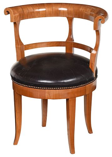 Biedermeier Fruitwood Barrel Back Chair