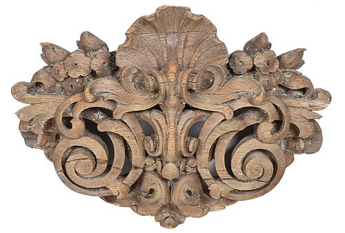 Rococo Style Carved Oak Architectural Wall Ornament