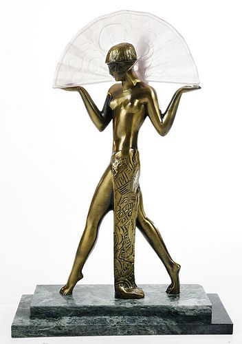 After Raymonde Guerbe, Bronze Figural Lamp