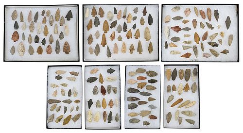 Collection of Native American Stone Arrowheads