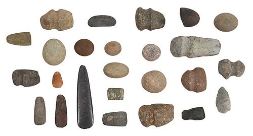25 Native American Worked Stone Tool Artifacts 