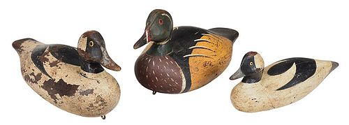 Three John Paxson Carved and Painted Duck Decoys