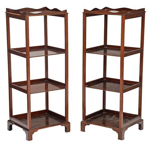 Pair George III Style Mahogany Four Tier Etageres
