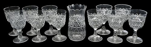 12 Anglo Irish Glass Objects, Goblets, Celery