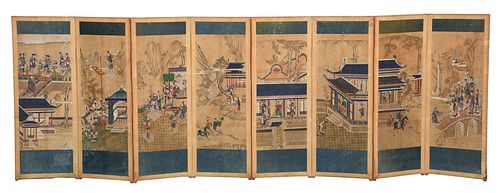 Chinese Eight Panel Painted Screen