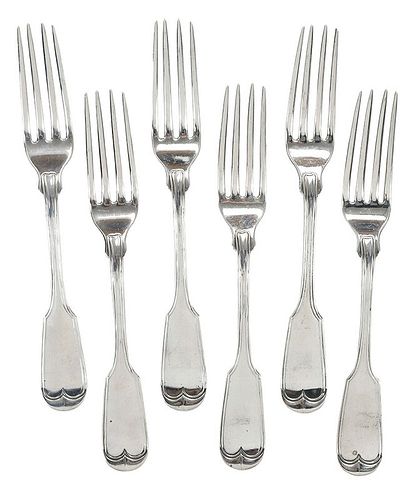 Set of Six Natchez Coin Silver Forks