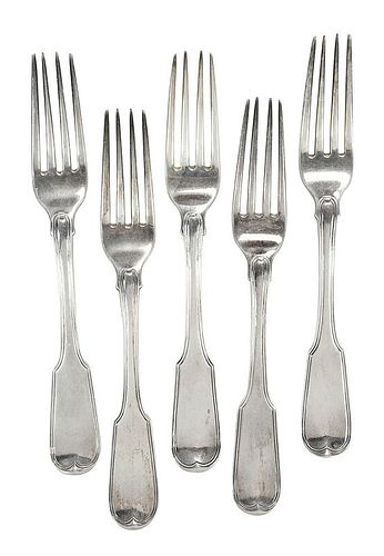 Five English Silver Forks