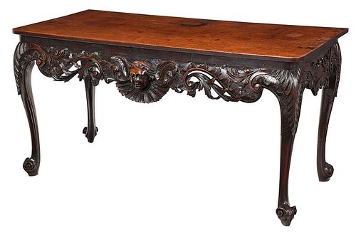 Rare Irish George II Carved Mahogany Side Table