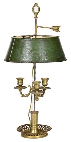 French Bouillotte Three Arm Table Lamp 