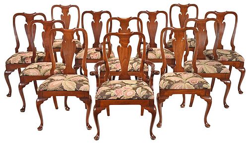 Set of 12 Queen Anne Style Dining Chairs