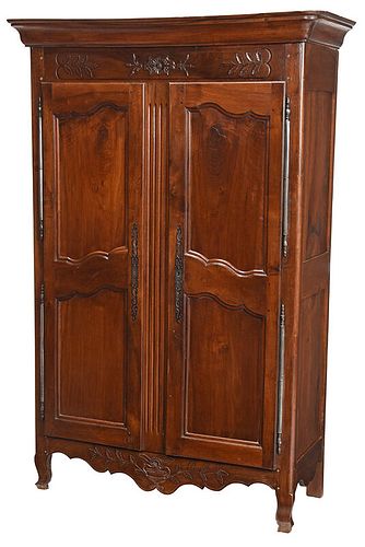 Provincial Louis XV Carved Walnut Armoire