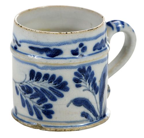 A Small English Delftware Blue and White Mug