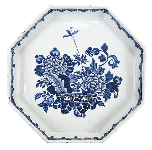 An Irish Delft Blue and White Footed Tray